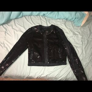 Black sequin bomber jacket